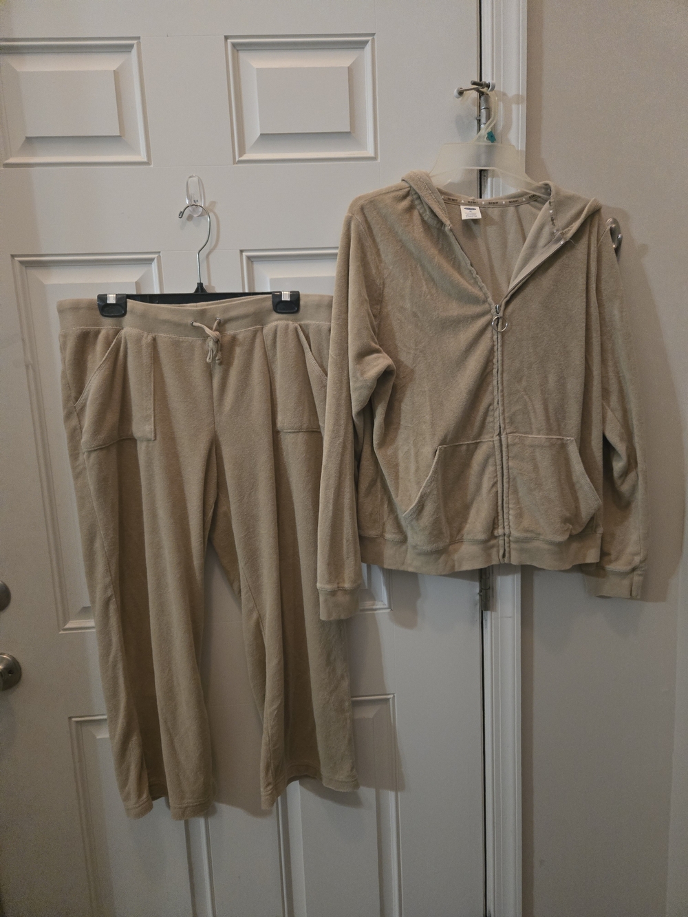 Old Navy Beige Terry Cloth Zip Hoodie & Jogger Set L/XL